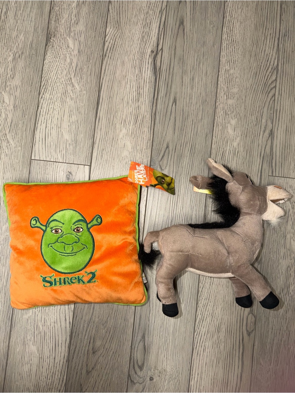 NWT vintage y2k shrek donkey plush and pillow bundle